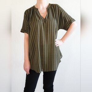 Worthington Long Olive and Black Office Work Tunic, Size M